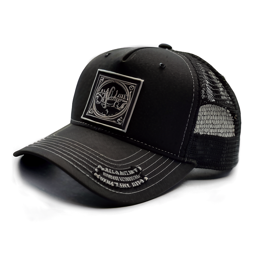 Black Trucker Hat With Patch Png 13 PNG Image