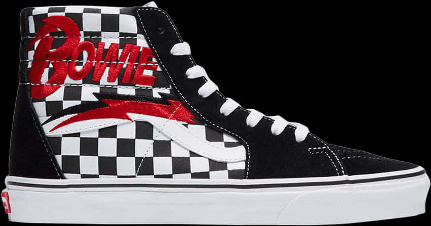 Black White Checkered High Top Sneaker PNG Image