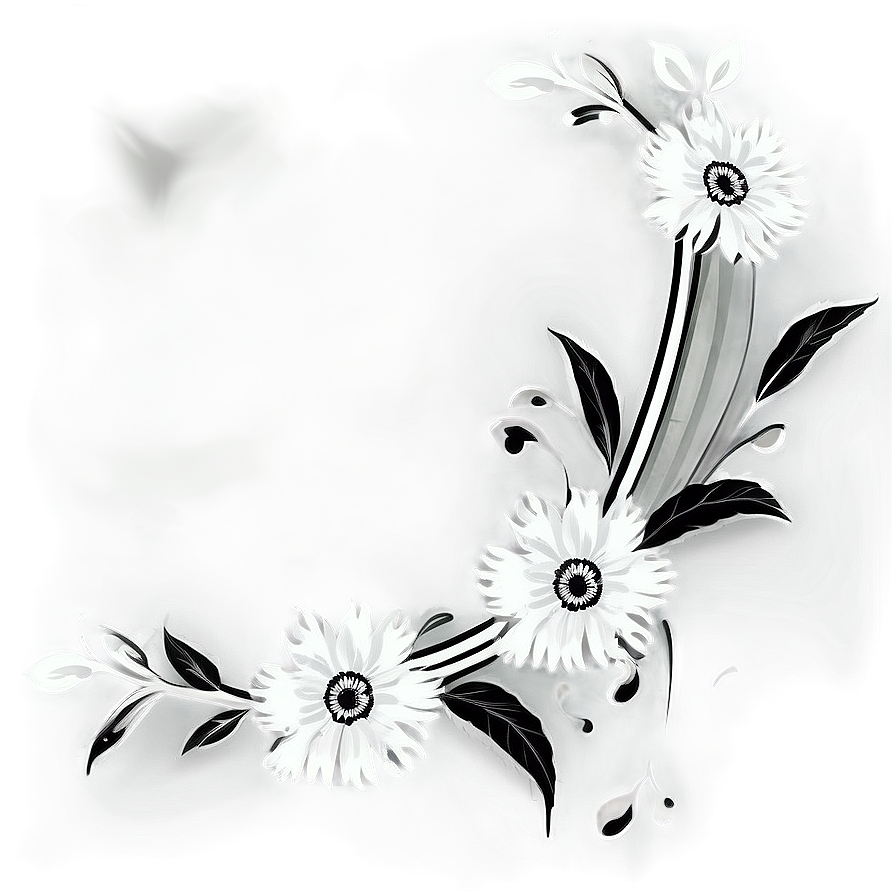 Black White Floral Images Png Jcn PNG Image