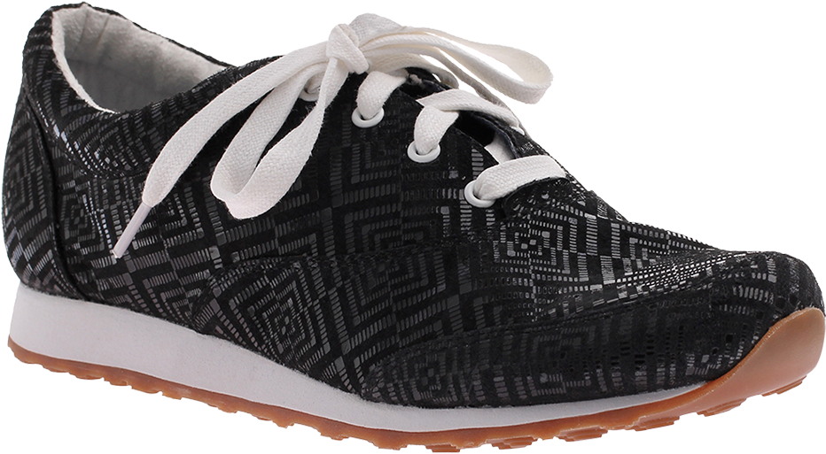 Black White Patterned Sneaker PNG Image