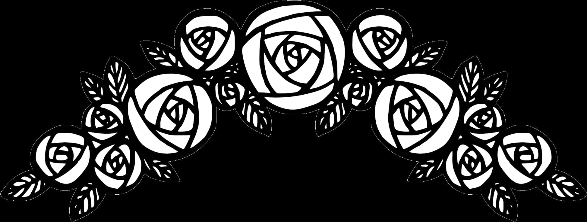 Black White Rose Design PNG Image