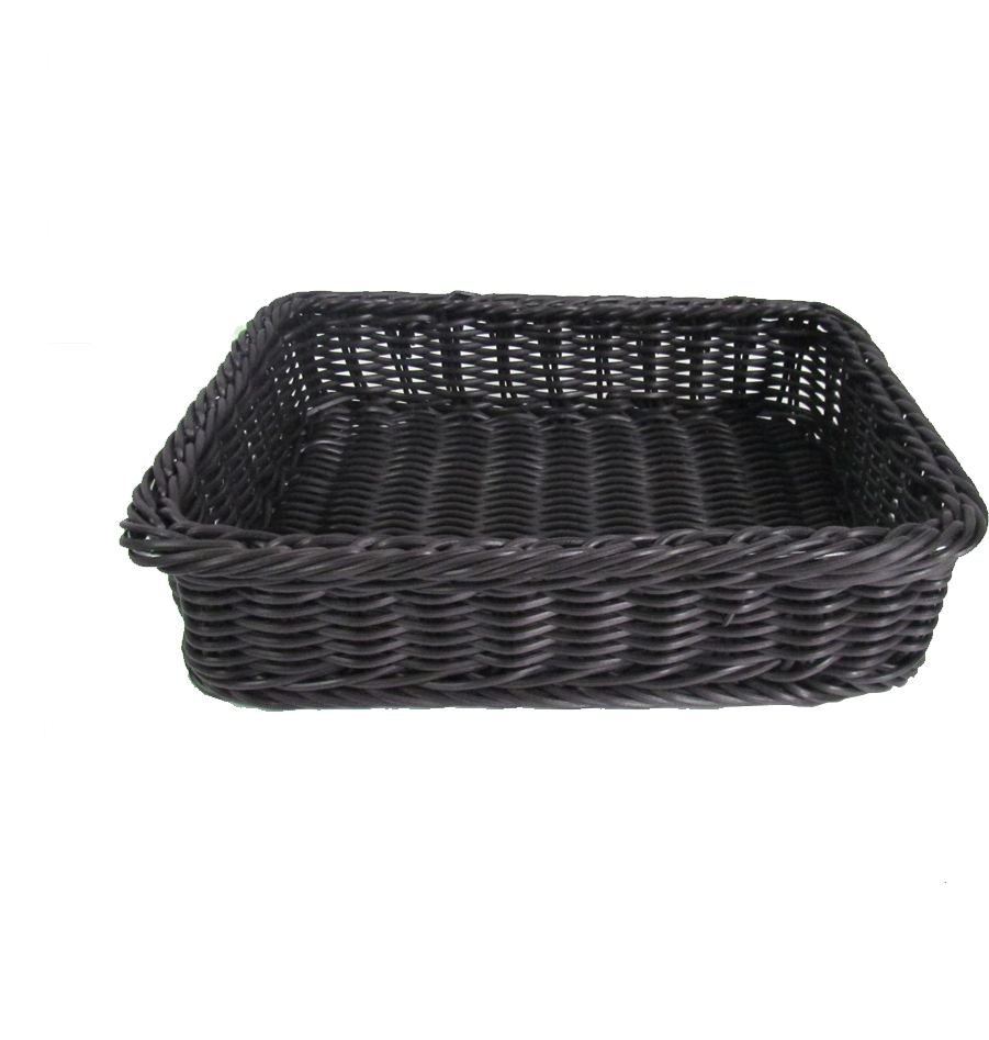 Black Wicker Basket Storage Organizer PNG Image