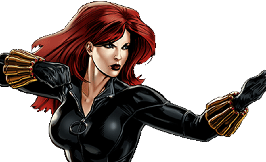 Black Widow Action Pose PNG Image