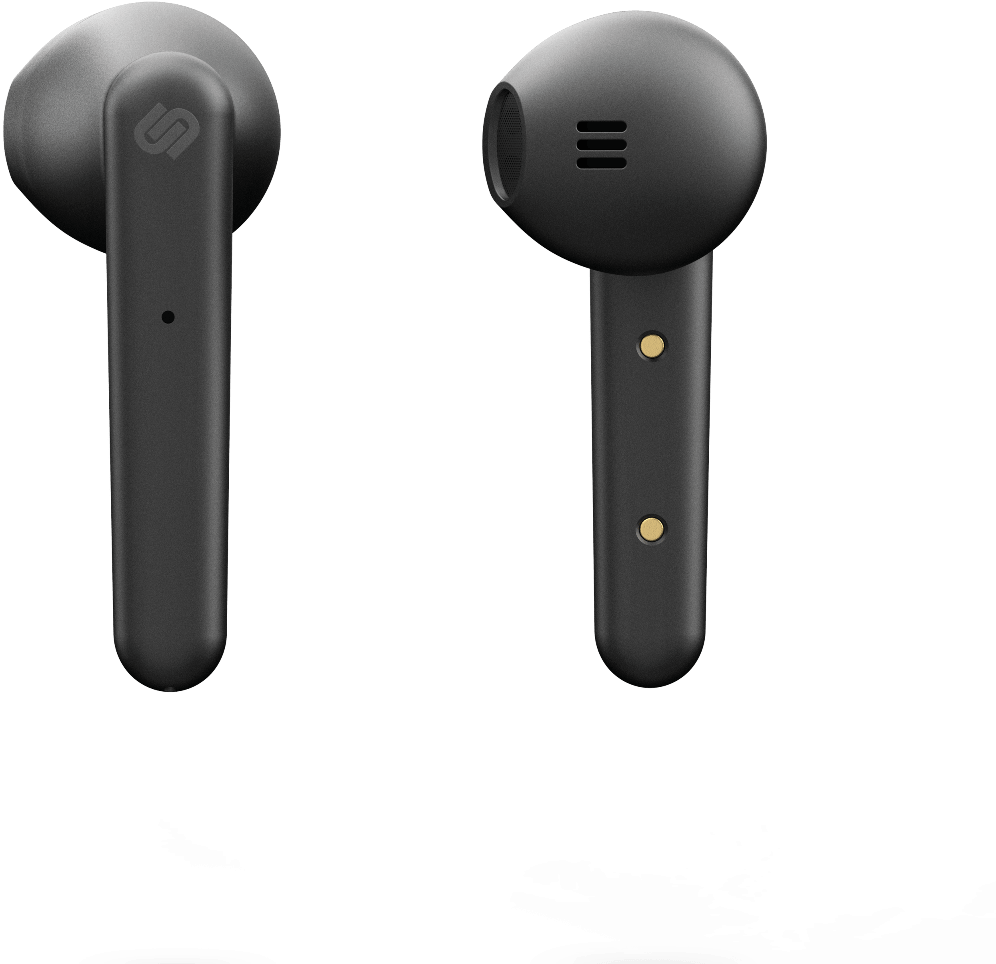 Black Wireless Earbuds Isolated PNG Image