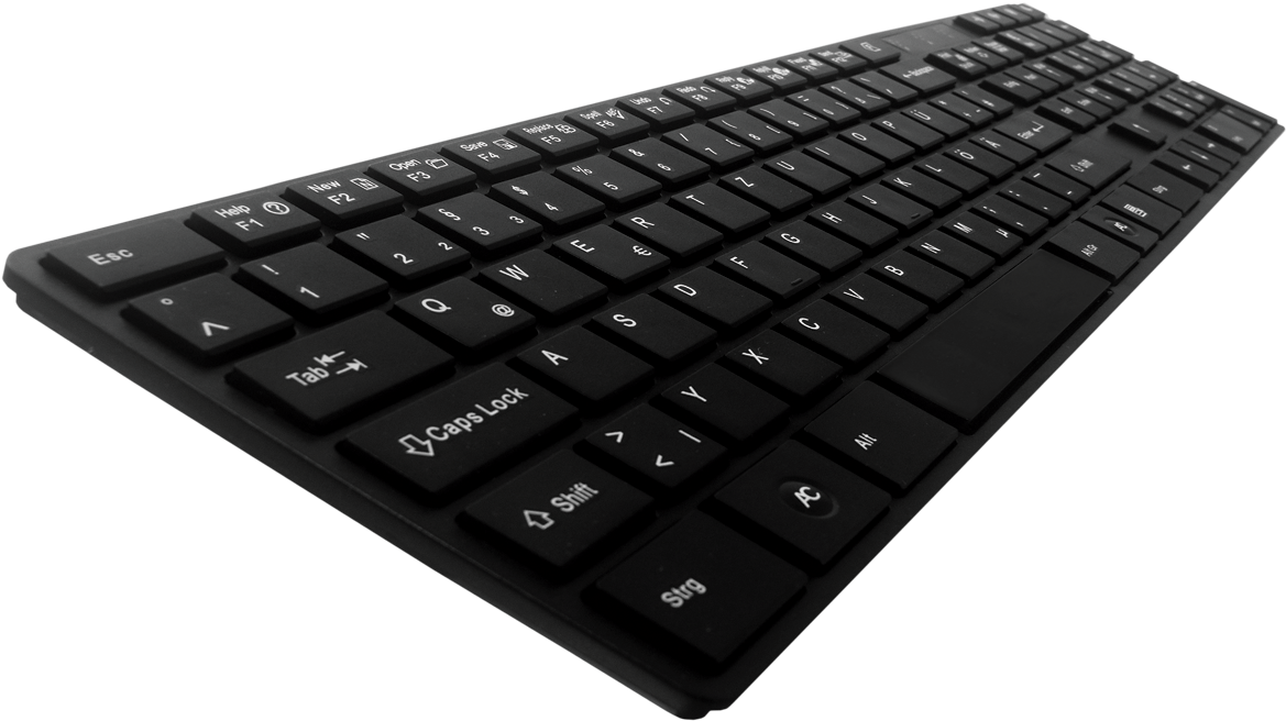 Black Wireless Keyboard Angled View PNG Image