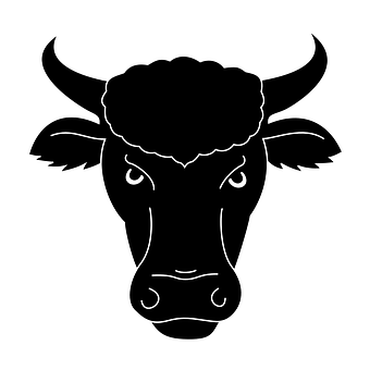 Blackand White Bull Graphic PNG Image