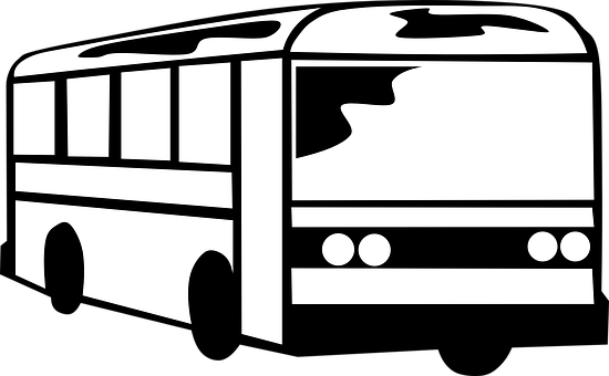 Blackand White Bus Graphic PNG Image