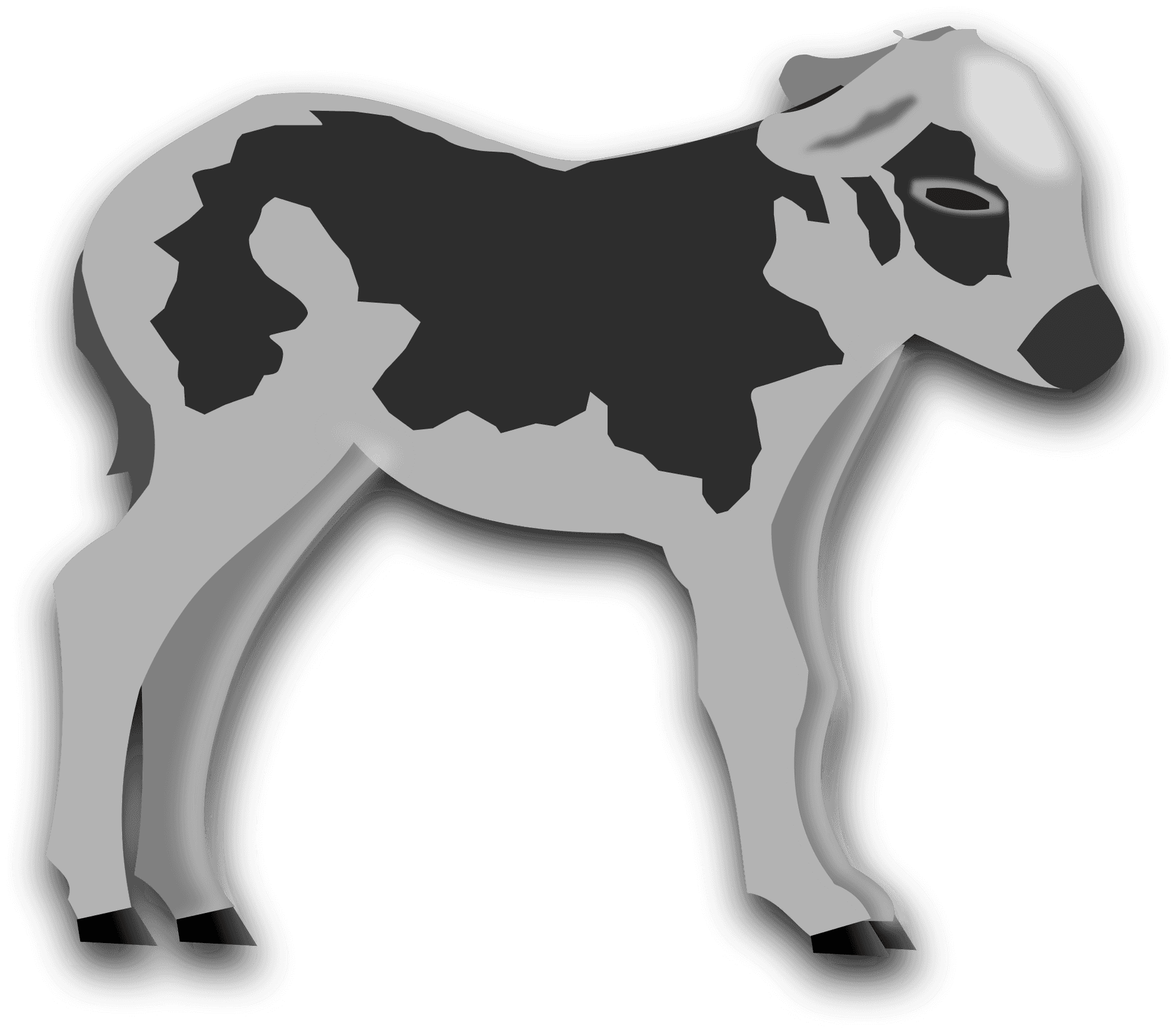 Blackand White Calf Illustration.png PNG Image