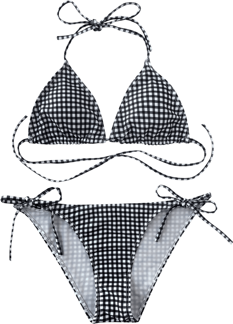 Blackand White Checkered Bikini PNG Image