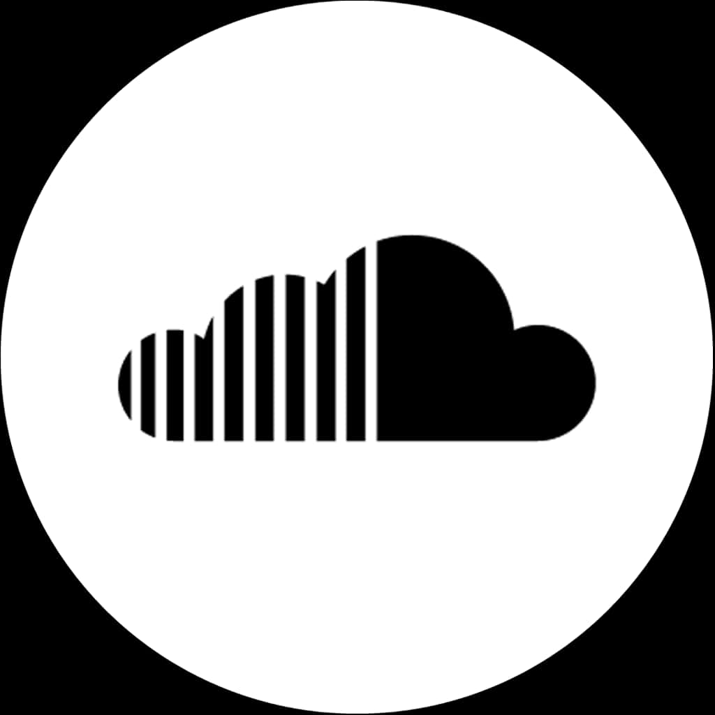 Blackand White Cloud Graphicon White Circle PNG Image