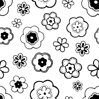 Blackand White Floral Pattern PNG Image