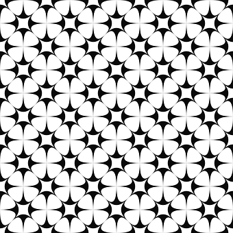 Blackand White Floral Tile Pattern PNG Image