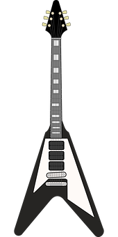 Blackand White Flying V Guitar PNG Image