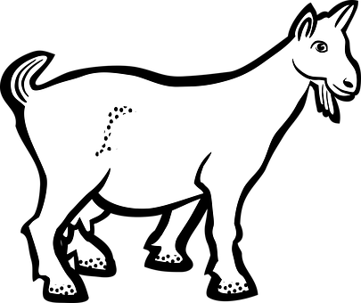 Blackand White Goat Illustration PNG Image