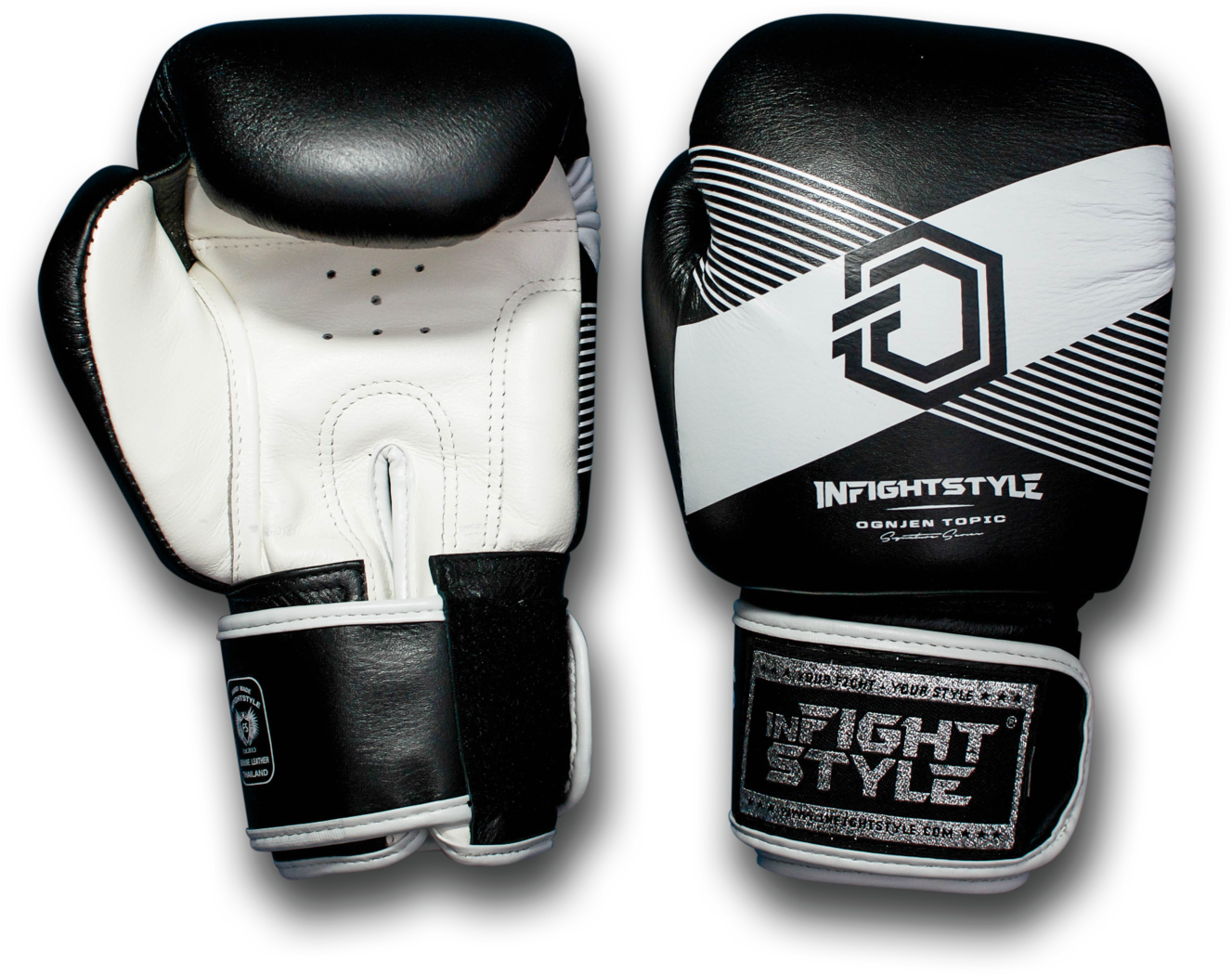 Blackand White Infightstyle Boxing Gloves PNG Image