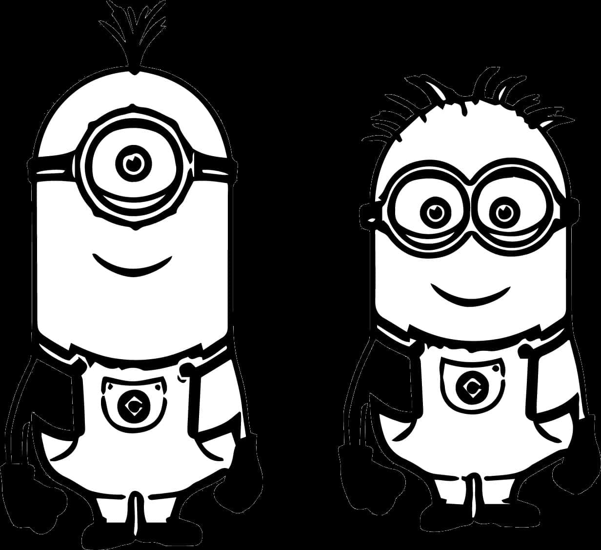 Blackand White Minions Clipart PNG Image