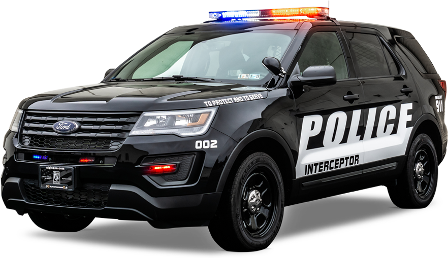 Blackand White Police Interceptor Vehicle PNG Image