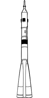 Blackand White Rocket Illustration PNG Image