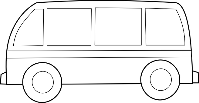 Blackand White Van Outline PNG Image