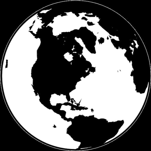 Blackand White World Map PNG Image