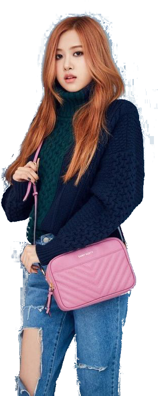 Blackpink Member Fashion Pose With Bag PNG Image