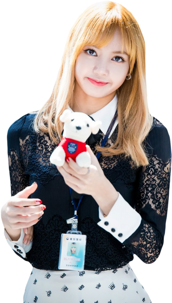 Blackpink Member Holding Teddy Bear PNG Image