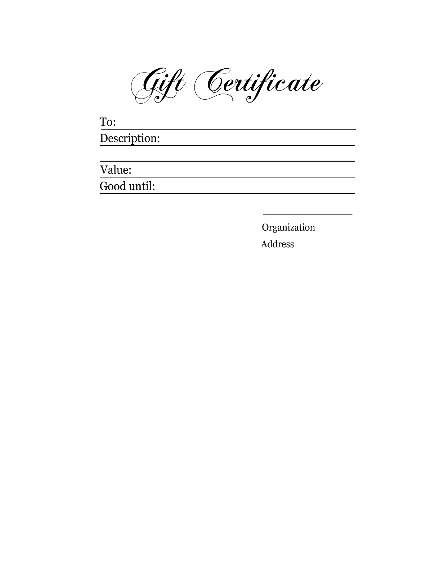 Blank Gift Certificate Template PNG Image