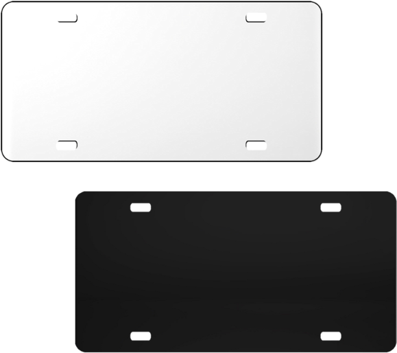 Blank License Plates White Black PNG Image