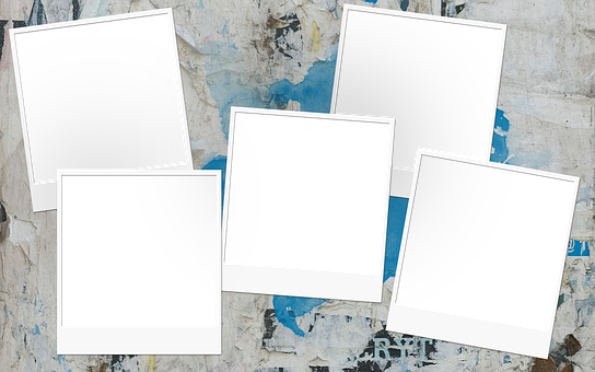 Blank Polaroid Frames On Weathered Background PNG Image