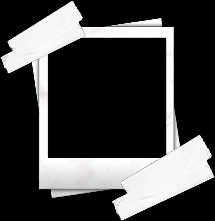 Blank Polaroid Frames Taped Background PNG Image