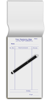 Blank Receiptwith Pen PNG Image