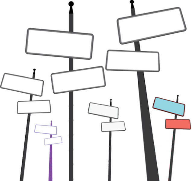 Blank Street Signs Cluster PNG Image