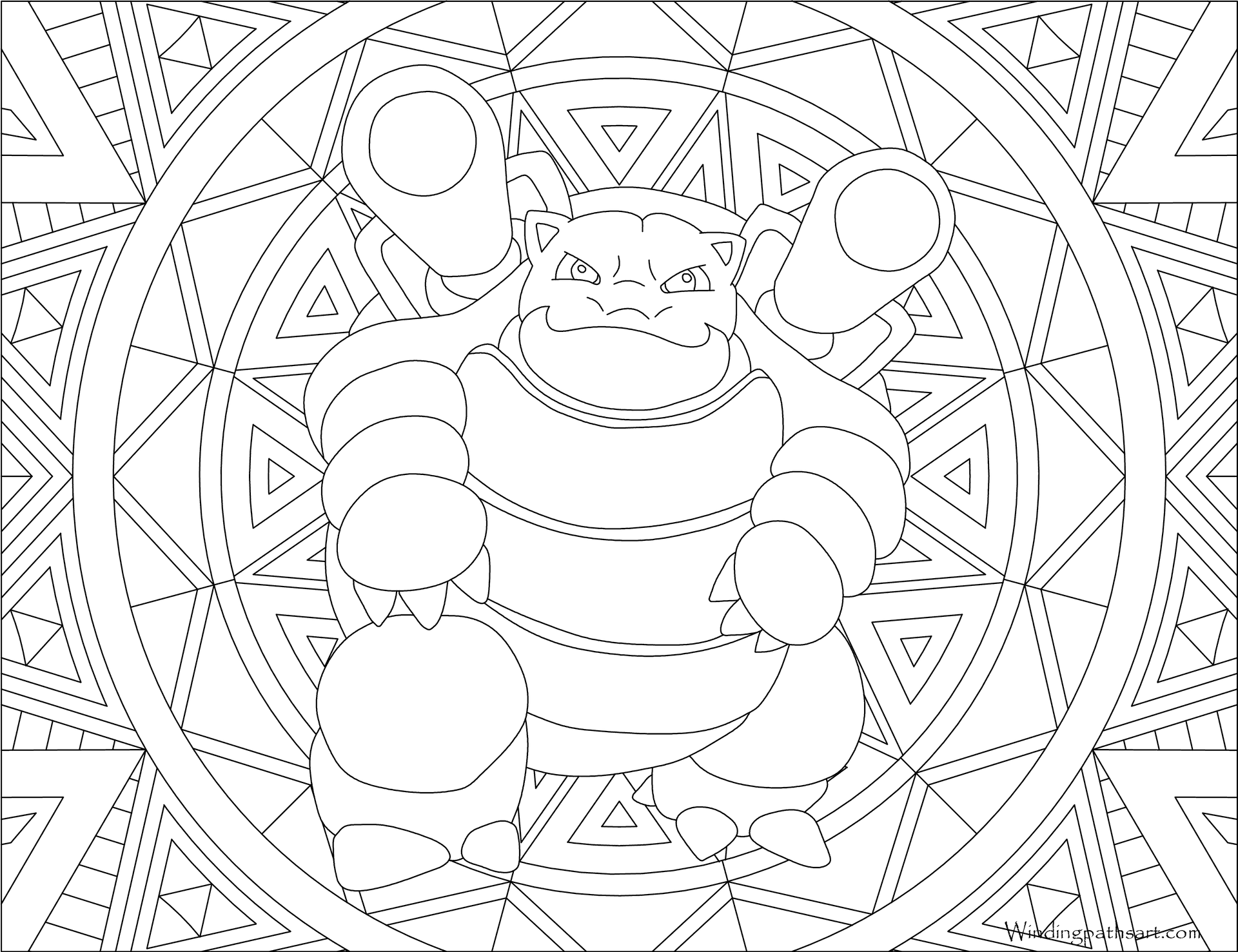 Blastoise Mandala Coloring Page PNG Image