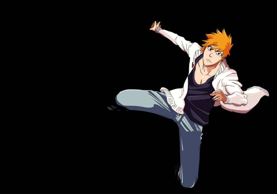 Bleach Ichigo Kurosaki Dynamic Pose PNG Image