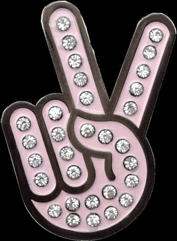 Blinged Out Peace Sign Pin PNG Image