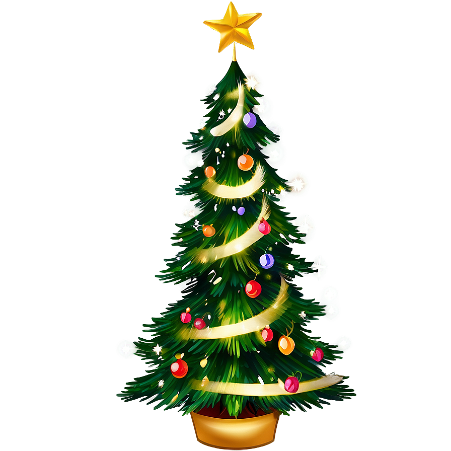 Blissful Christmas Tree Cartoon Png Ppx PNG Image