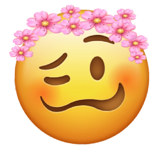 Blissful Emoji With Flower Crown.png PNG Image