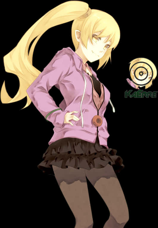 Blonde Anime Character Pink Jacket PNG Image