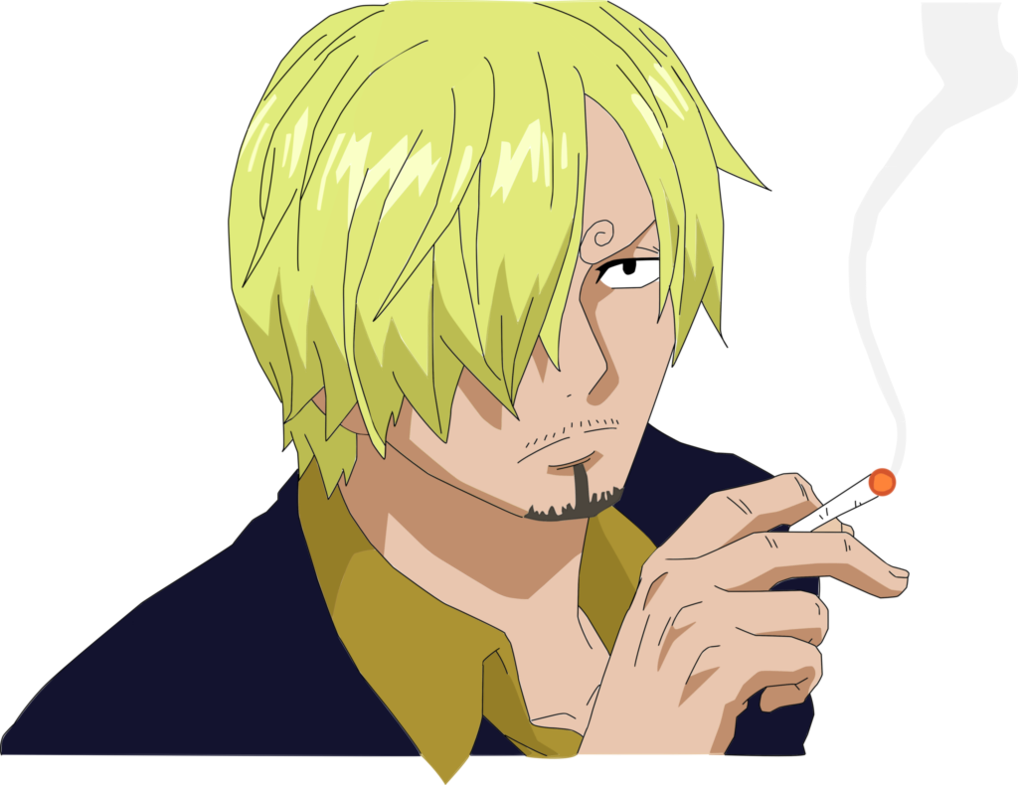 Blonde Anime Character Smoking PNG Image