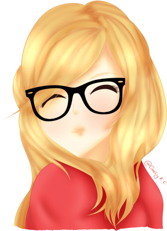 Blonde Anime Character With Black Glasses PNG Image