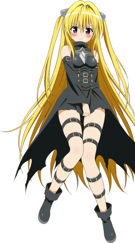 Blonde Anime Characterwith Black Dress PNG Image