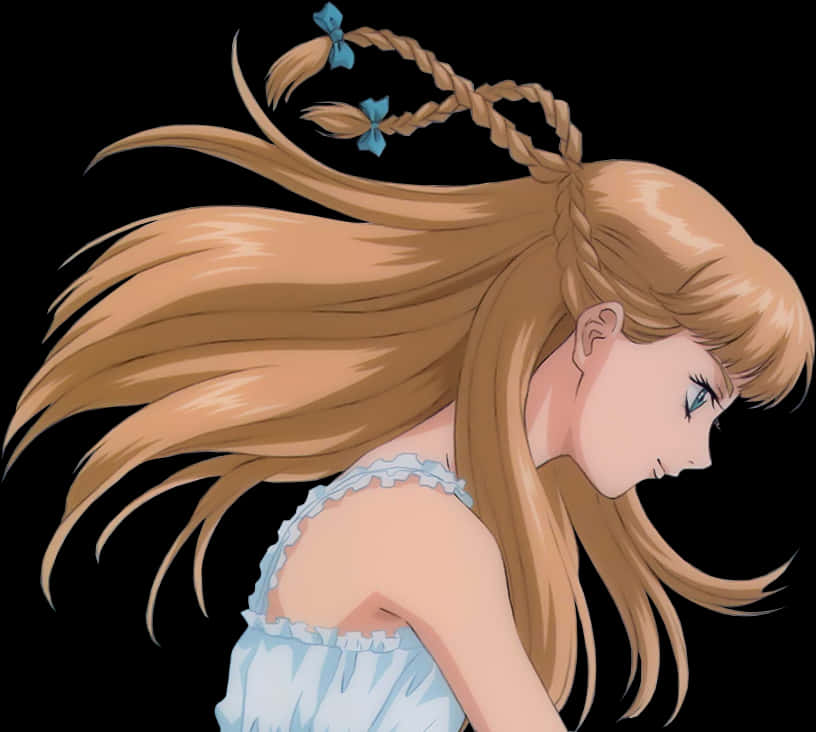 Blonde Anime Girl Profile PNG Image