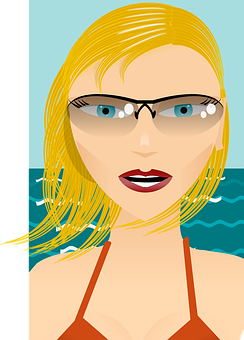 Blonde Beachgoer Cartoon PNG Image