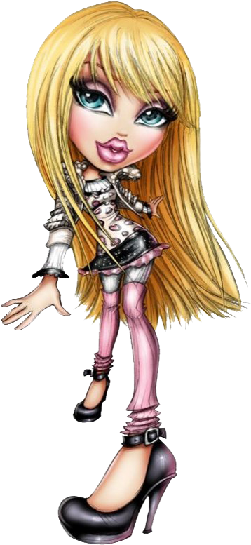 Blonde Bratz Doll Fashion Pose PNG Image