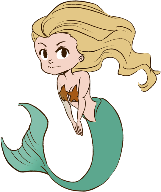 Blonde Cartoon Mermaid Illustration PNG Image