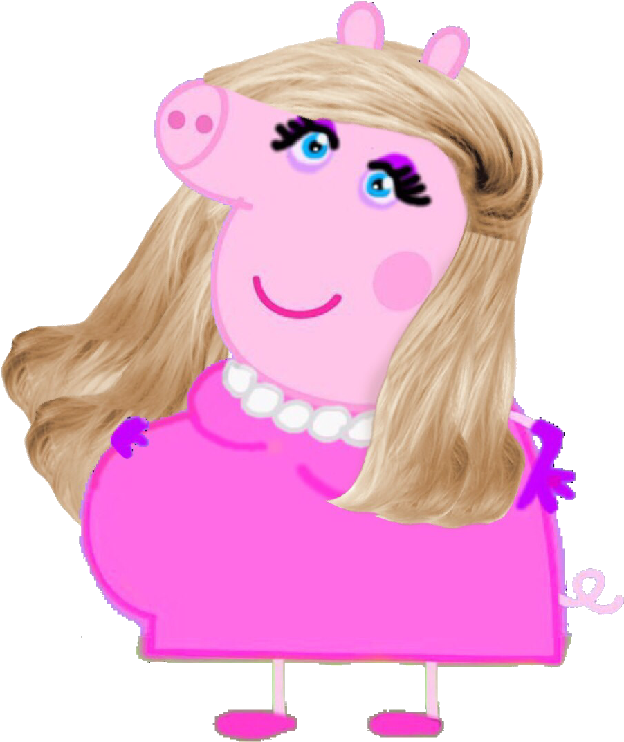 Blonde Cartoon Pig Character PNG Image