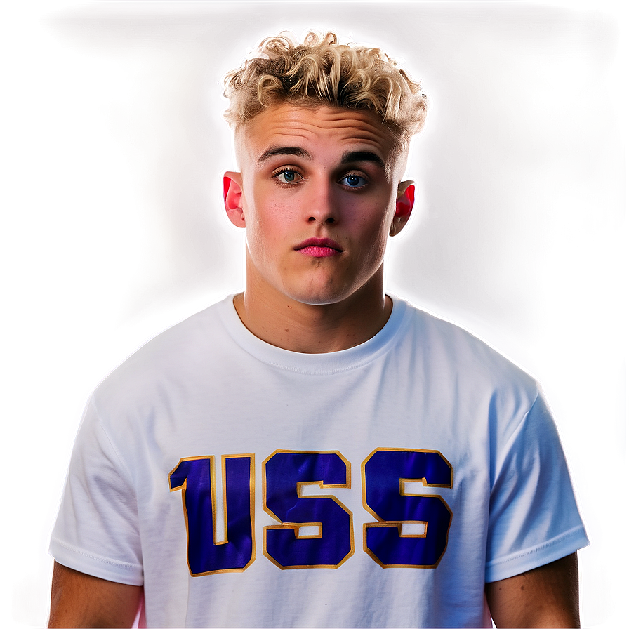 Blonde Curly Haired Individual U S S Shirt PNG Image