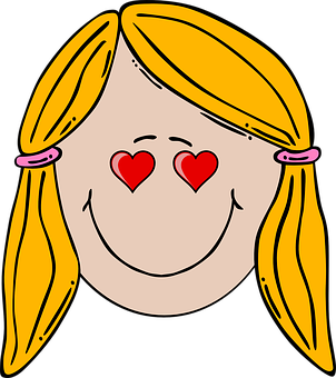 Blonde Girl Cartoon Love Eyes PNG Image