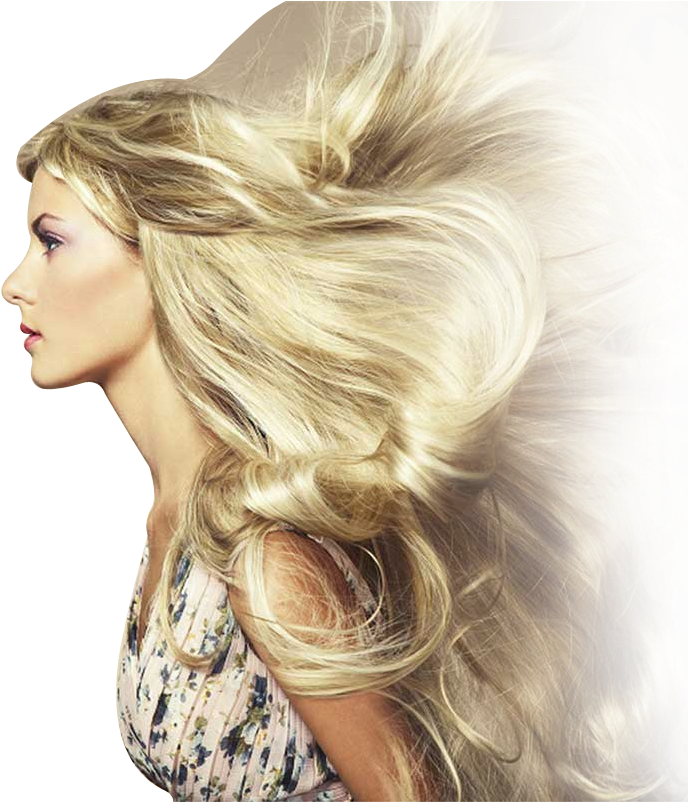 Blonde Hair Flowing Profile PNG Image