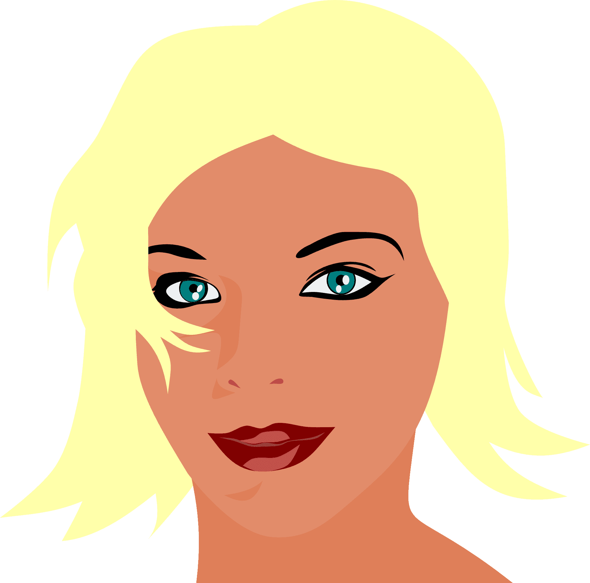 Blonde Haired Woman Vector Portrait PNG Image